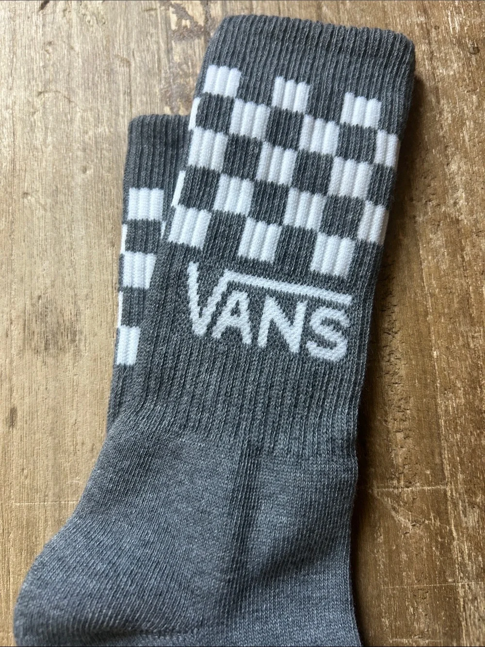 Vans Mens Gray Checker Crew Socks - Classic Logo